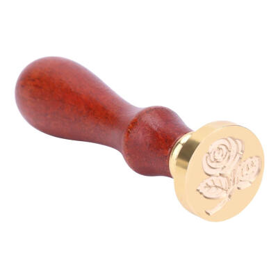 

Rose Flower Wood Handle Antique Metal Sealing Wax Stamps Ancient Seal Stamp