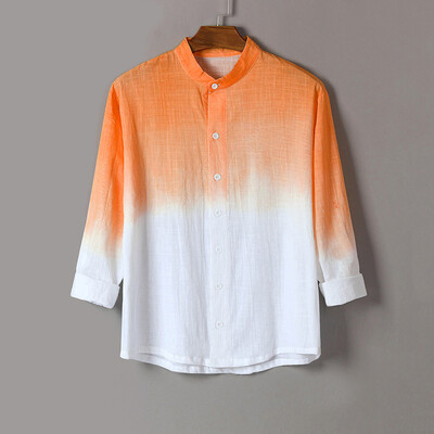 

Tailored Summer Mens Cool Thin Breathable Hanging Dyed Gradient Cotton Shirt