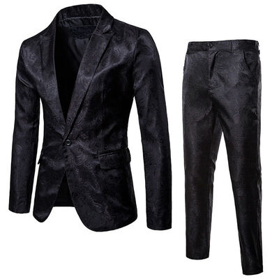 

2 Pcs Mens Formal Blazer Suit Jacket Tux Waistcoat Trousers Wedding Dress