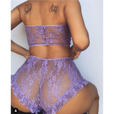 

Womens Sexy Lingerie Lace Top Bra Ladies Thong Underwear Set Nightwear Sleepwear