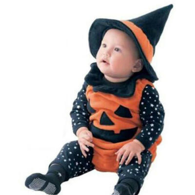 

Toddler Baby Kids Boy Girl Halloween Romper BodysuitHat Fancy Costume Outfits