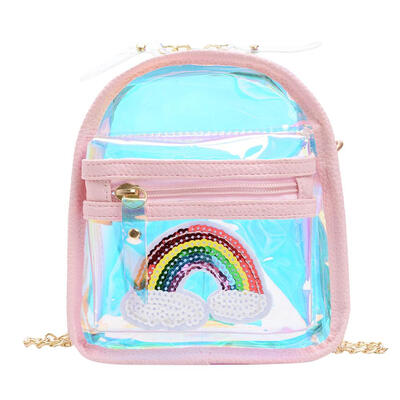 

Fashion Rainbow Pattern Laser Shoulder Handbags PVC Kid Clear Crossbody Bag