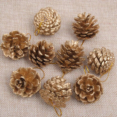 

1PC Christmas Pine Cones Ornaments Wood Pinecone DIY Xmas Tree Pendant Gold Silver Christmas Party Office Decoration Home Decor
