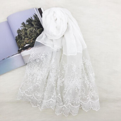 

Lace Folk Style Cotton Scarves Wholesale Lady 2019 New Pearl Lace Scarf