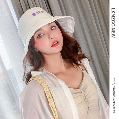 

2019 new ladies Korean version of Joker fishermans hat folding sunscreen Sun Hat Japanese minimalist artistic basin cap