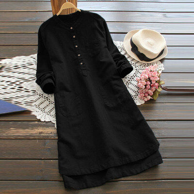 

Womens Cotton Linen Maxi Dress Long Sleeve Casual Boho Kaftan Tunic Gypsy Ethnic