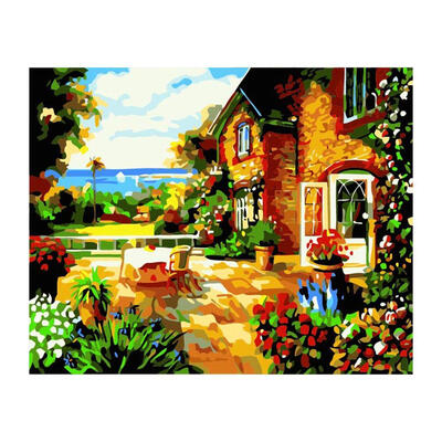 

Castle Yard DIY Digital Oil Painting Kits Canvas Coloring Paint By Numbers