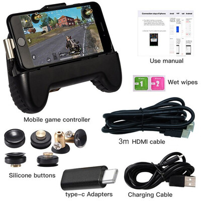 

PUBG Controller Gamepad HDMI Display Adapter PUBG Mobile Joystick L1 R1 for iPhone Android Same Screen Converter To TV Projector