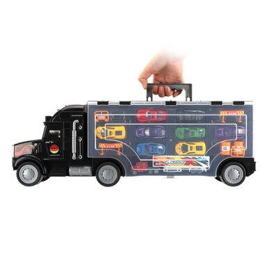 

Ktaxon 2-Sided Transport Car Carrier Semi Truck Toy With 9 Cars&6 Accessories