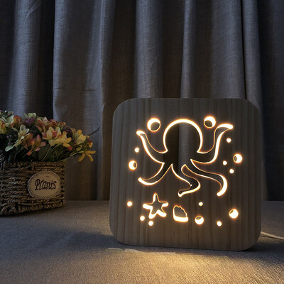 

〖Follure〗Wooden LED Night Light Animale Dog Paw Cat Lion Pet Shaped 3D USB Desk Lamp