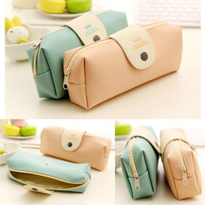 

Candy Color Pencil Bag Case PU leather Stationery Storage Bag School Supplies