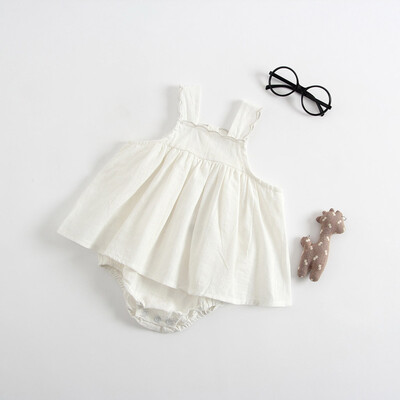 

Toddler Infant Baby Girl Kids Sleeveless Strap Solid Romper Dress Clothing