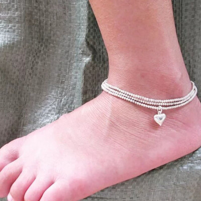 

Europe&the United States simple anklet fashion pop heart anklet three-layer bright beads anklet ladies anklet
