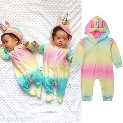 

UK Unicorn Newborn Baby Boy Girl Hooded Romper Jumpsuit Kids Clothes Outfit Xmas