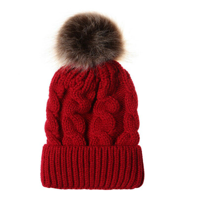 

New Hot Women Winter Racoon Fur Pom Pom Big Ball Knit Beanie Cap Bobble Hat