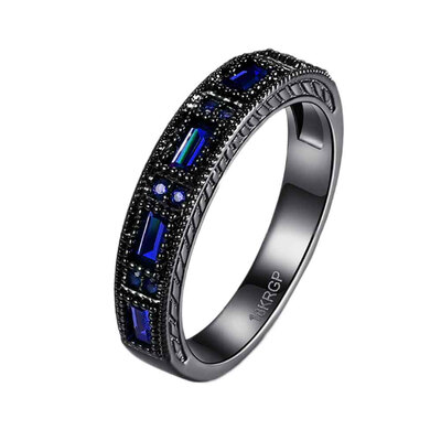 

Jewelry Womens Black Gold Plated New Fashion Purple Amethyst Cubic Zircon Crystal Ring Wedding