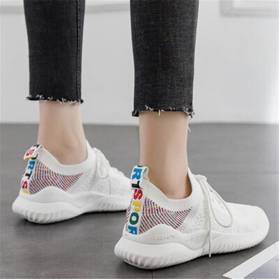 

2019 Women Shoes Plus Size Sneakers Women New Vulcanized Shoes Casual Female Slip On Flat Shoes White Mesh Walking Footwear M09