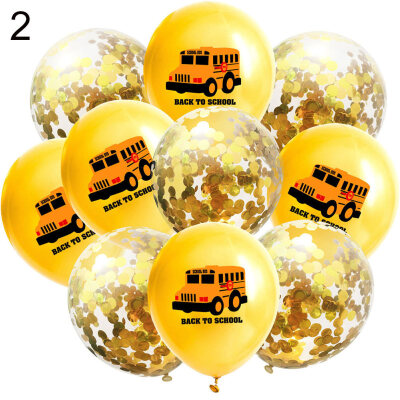 

10Pcs 12inch Glitter Confetti School Bus Pattern Latex Balloon Party Decoration