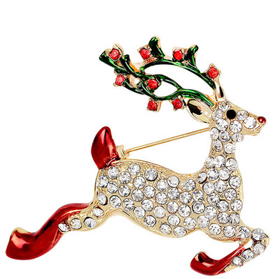 

Xmas Snowman Deer Stockings Santa Tree Brooch Pin Christmas Gifts Women Men Brooches Charm Crystal Rhinestone Decor
