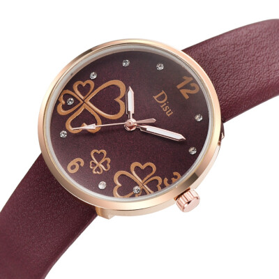 

RM Fashion Lady Frosted Dial Heart Shape Pattern Leather Belt Watch Quartz Watch