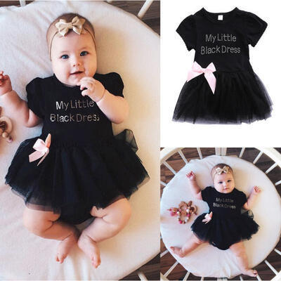

Baby Girls Infant Toddler Bowknot Black Dress Tutu Tulle Princess Party Dresses