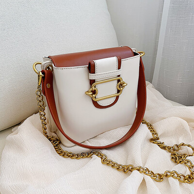 

Retro chain bag ins summer texture portable bucket bag new 2019 fashion shoulder Messenger bag