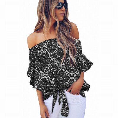 

Printed shirt Womens knotted top