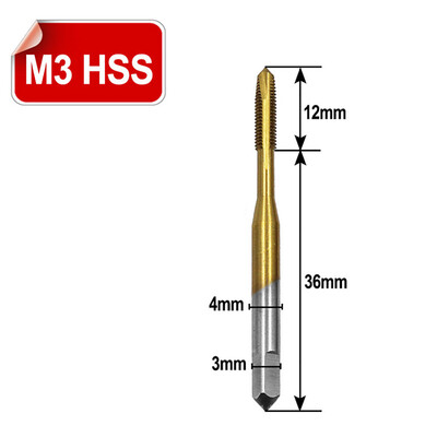 

〖Follure〗M3M4M5M6M8 HSS Metric Straight Flute Thread Screw Tap Plug Tap