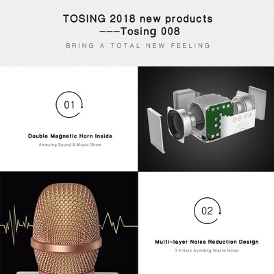 

TOSING 008 Wireless Karaoke Microphone Bluetooth Speaker 2-in-1 Handheld Singing Recording Portable KTV Player for iOS Android Sma