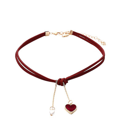 

Gothic Jewelry Handmade Heart Pendant Velvet Chain Lock Key Choker Necklace For Women
