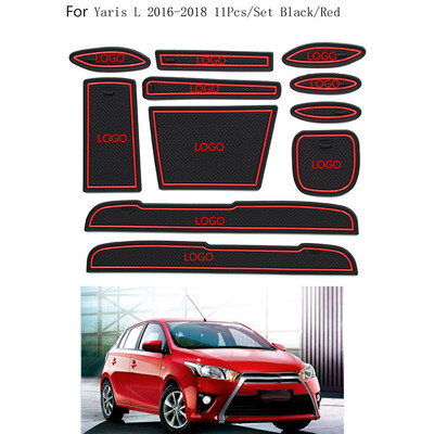 

11Pcs Replacement for Toyota Yaris 2016-2018 Car Interior Cup Mat Door Gate Slot Pad Storage Box Stickers