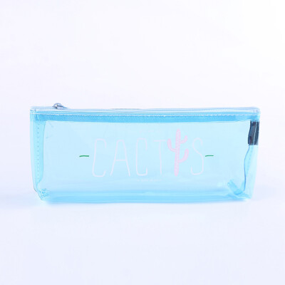 

Transparent Pencil Case For Girl Cartoon Cactus Shark Narwhal Pvc Pen Bag School Supplies Pouch English Letter Pencil Box