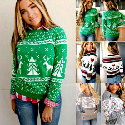 

Women Long Sleeve Christmas Sweater Xmas Sweatshirt Jumper Winter Pullover Tops