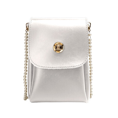 

Women Slim Shoulder Bag Pearl Strap Mini Messenger Bags Casual Lock Crossbody Bag Handbag Mobile Phone Purse YJ