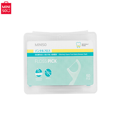 

MINISO portable independent packaging floss stick 50 smooth&durable toothpick box Mint