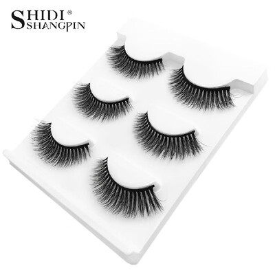 

SHIDISHANGPIN 3 Pairs 3D Mink Eyelashes Cruelty-free Lashes Handmade Reusable Natural Eyelashes False Lashes