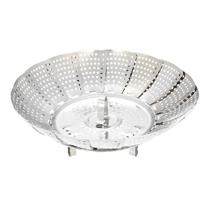 

Steaming Plate Stainless Steel Steamer Foldable Drain Dish Food Steamer Steaming Rack Vegetable Fruit Steamer Basket Pot Vapor Coo
