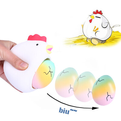 

Siaonvr Surprise Hen Laying Starry Rainbow Eggs Creative Squeeze Relieve Stress Toy