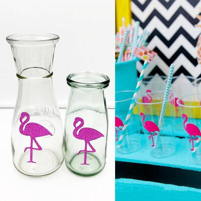 

creative 12Pcs Flamingo Vinyl Sticker Monogram Cup Sticker Wall Sticer Car Decal