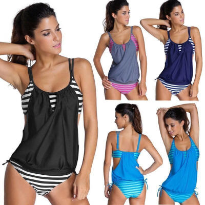 

Women Striped Bikini One Piece Monokini Swimwear Bathing Up Padded Suit Swimsuit