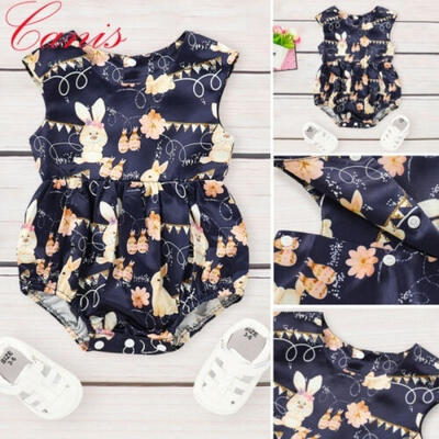 

Newborn Infant Baby Girl Easter Bunny Romper Bodysuit Sunsuit Clothes Outfit