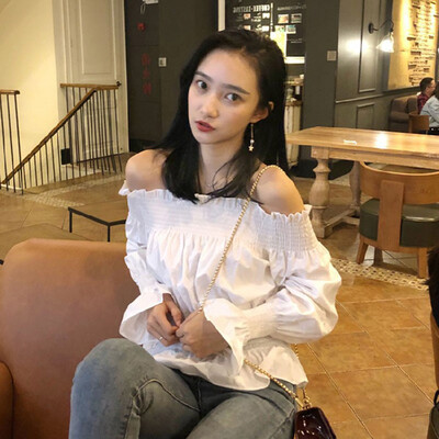 

2019 Women Long Sleeve Blouses Slim Korean Style Off Shoulder T-Shirt Tops New