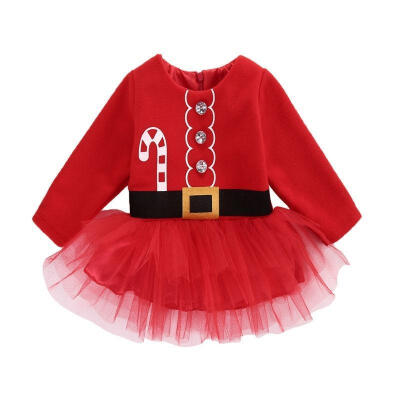 

Infant Baby Girl Fleece Tops Red Santa Tulle Dress PaD02M XMAS Outfits Costume UK