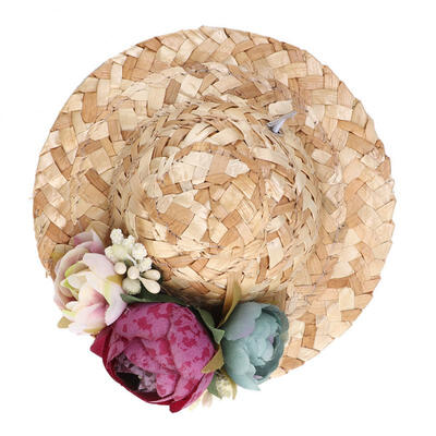

Greensen Pet Dog Cat Mini Straw Sombrero Sun Hat With Colored Flower Collar Decor