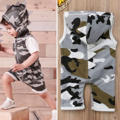 

Newborn Baby Boy Girl Dinosaur Hooded Romper Jumpsuit Playsuit Clothes Outfit