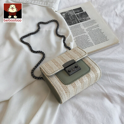 

On the new small bag girl 2019 new fashion chain single shoulder bag foreign air leisure straw woven oblique satchel bag