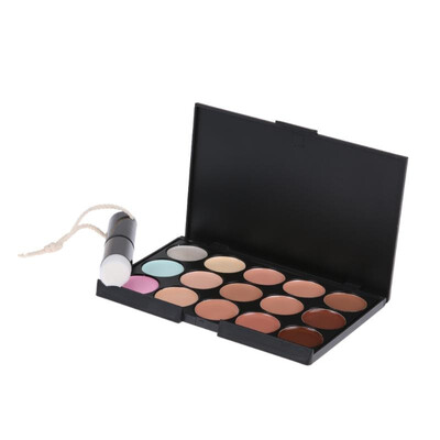 

15 Colors Concealer Makeup Camouflage Palette Nose Pore Clear Brush Set