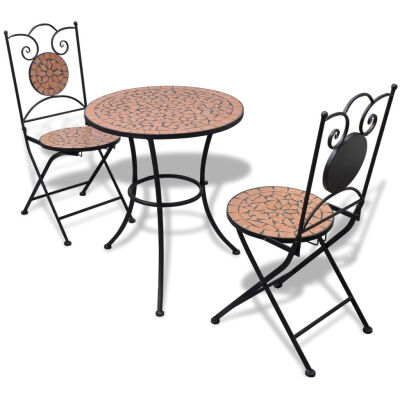 

3 Piece Bistro Set Ceramic Tile Terracotta