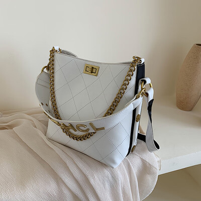 

Retro lock bag chic Lingge chain bucket bag new 2019 air womens shoulder bag Messenger bag