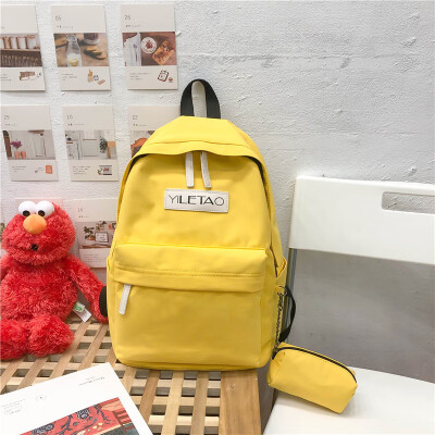 

Ins schoolbag female Korean high school ancient feeling girl student backpack simple Mori campus solid color backpack